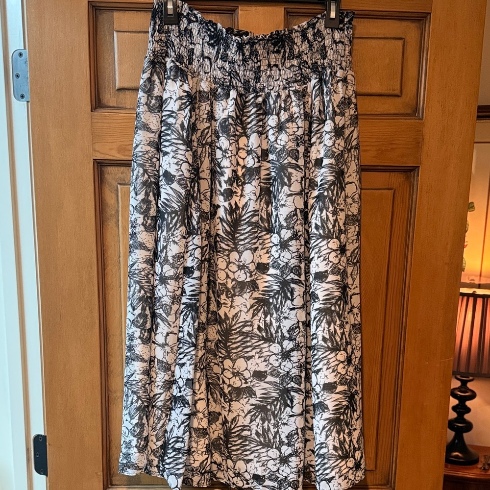 George Black and White Floral Midi Skirt